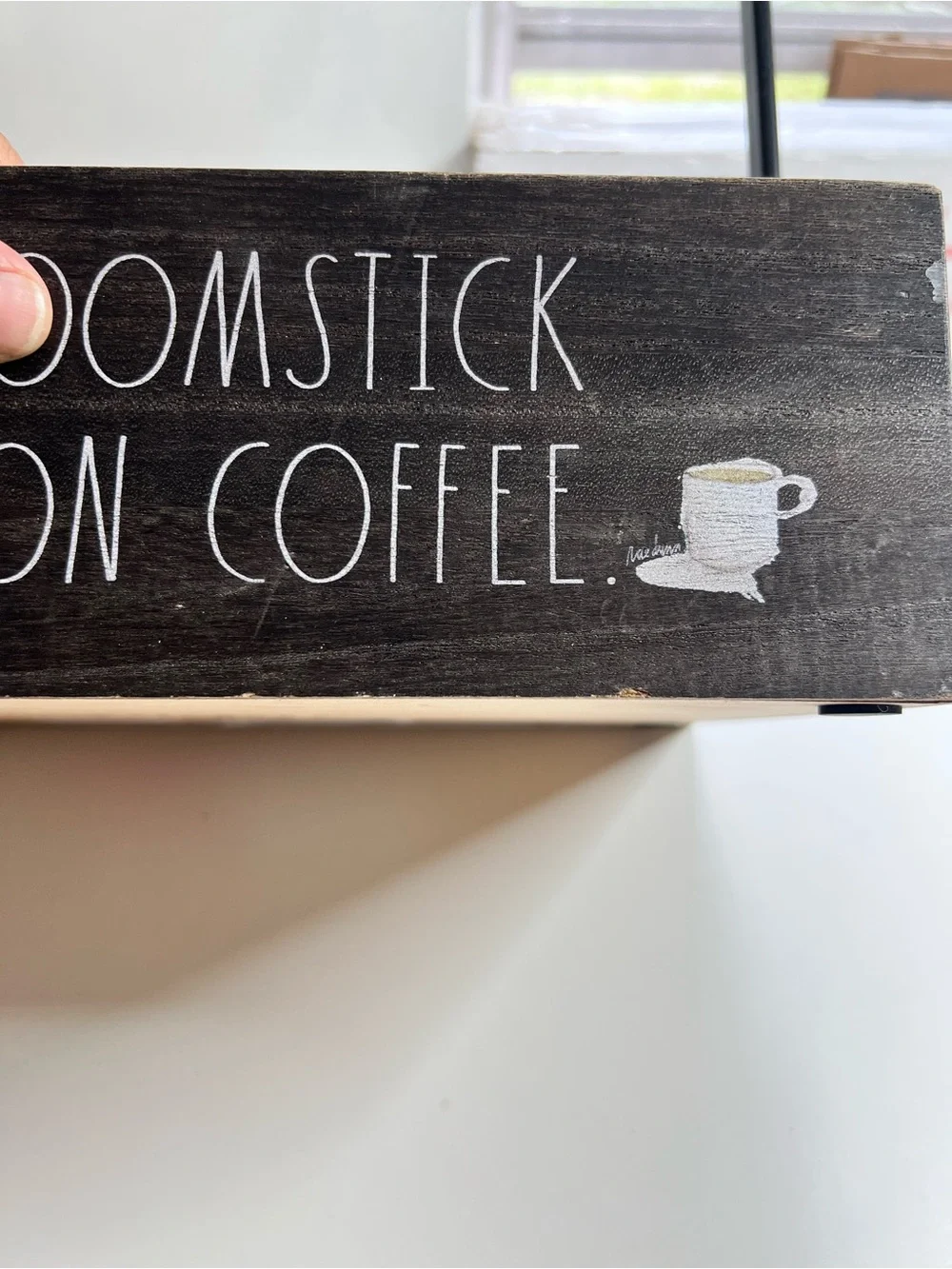 Rae Dunn My Broomstick Runs on Coffee Wooden Organizer - Black
